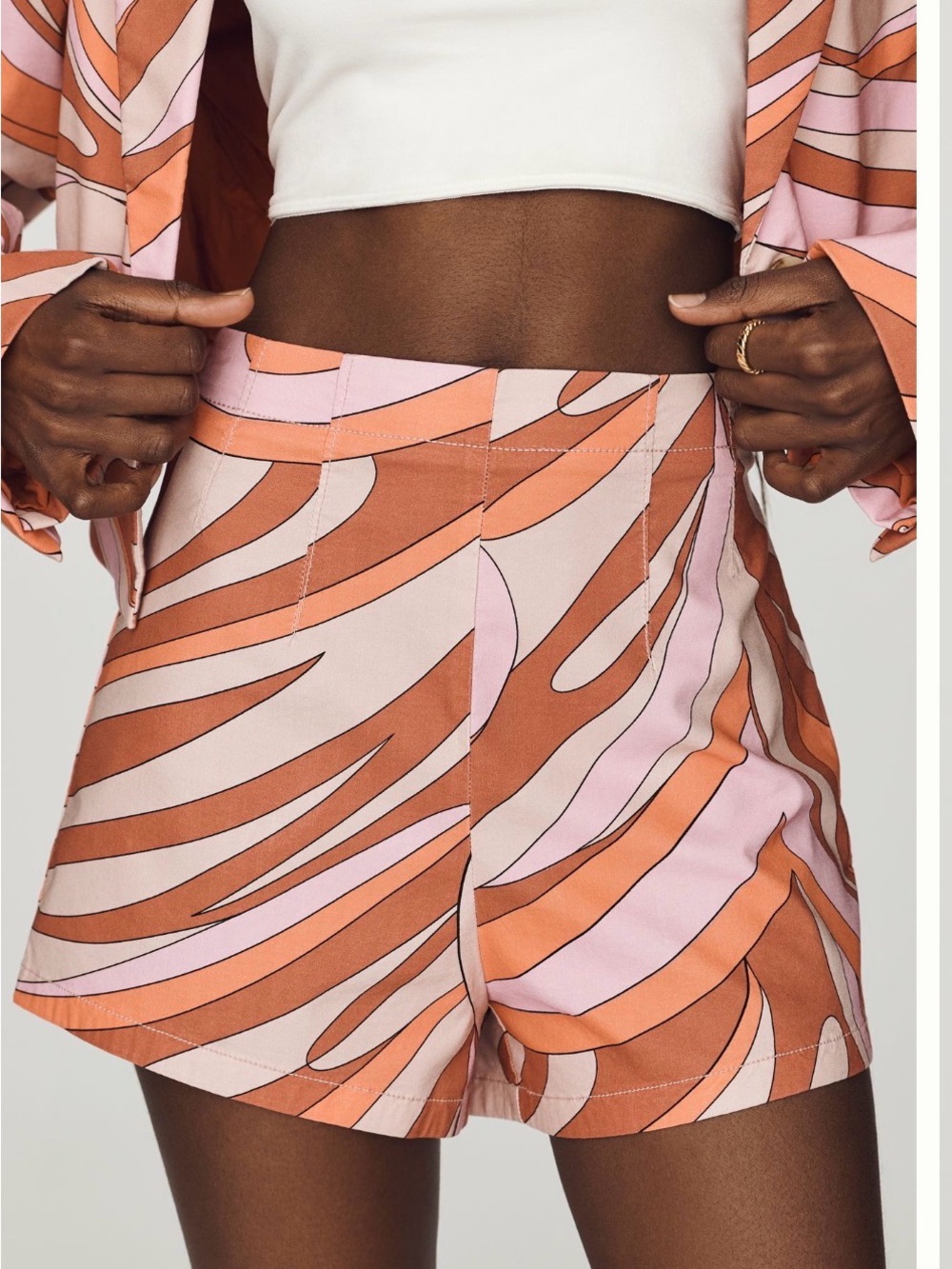 Maeve Printed High Waist Shorts